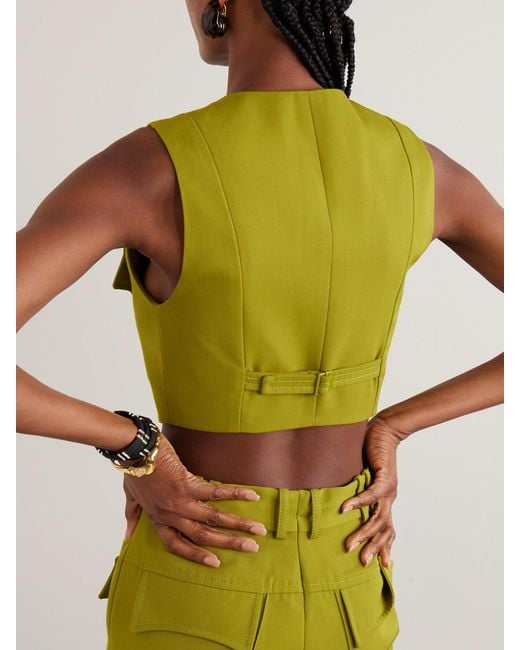 Zimmermann Green Luna Cropped Twill Vest