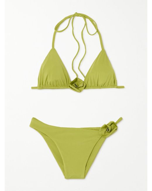 Maygel Coronel Green Chipi Appliquéd Triangle Bikini