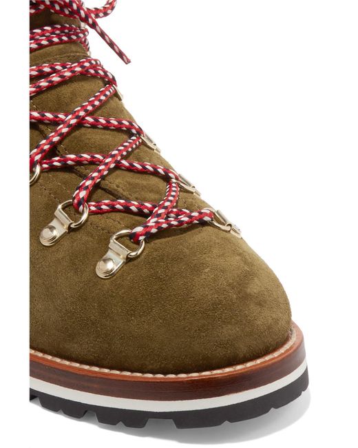 Moncler Green Blanche Shearling-Lined Suede Ankle Boots