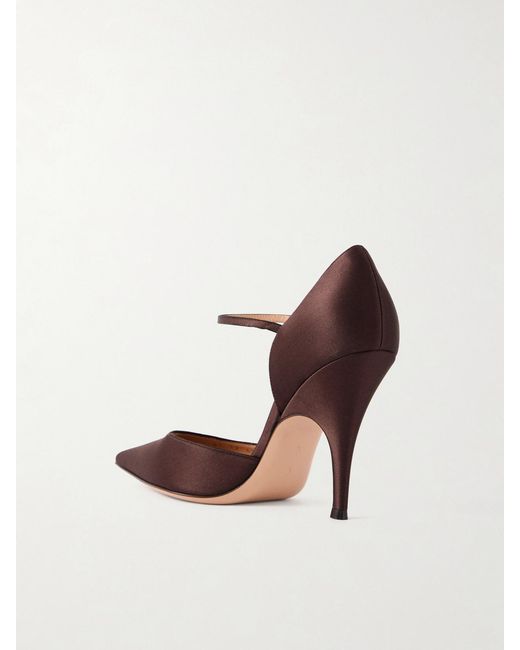 Gianvito Rossi Brown Sofia D'Orsay 95 Crepe-Satin Pumps