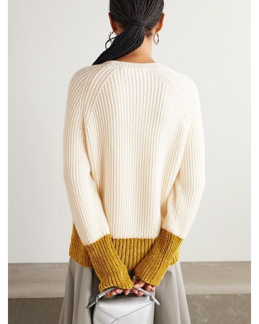 Marni Natural Two-Tone Ribbed Wool Sweater