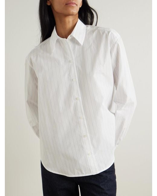 Chemise En Popeline De Coton Biologique À Rayures Totême  en coloris White