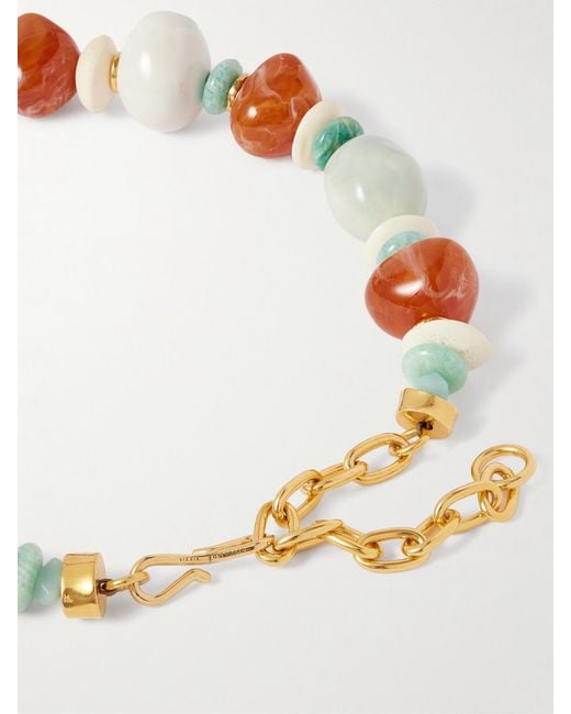 Lizzie Fortunato White Andamento-Plated-Stone And Bone Necklace