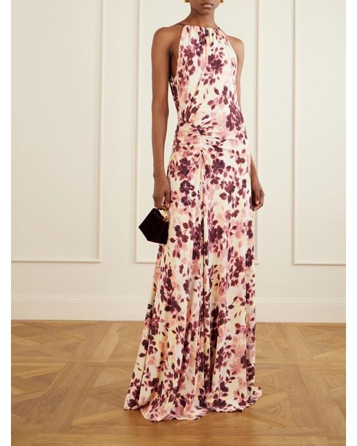 Jonathan Simkhai Pink Cerin Printed Jersey Halterneck Gown