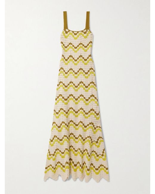 Escvdo Metallic Marea Scalloped Crocheted Cotton Maxi Dress