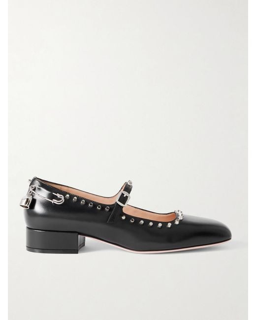 Bally Black Belkys Embellished Studded Leather Mary Jane Pumps