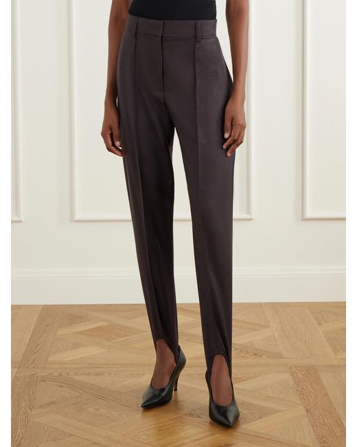 Stella McCartney Brown Tapered Wool-Flannel Stirrup Pants