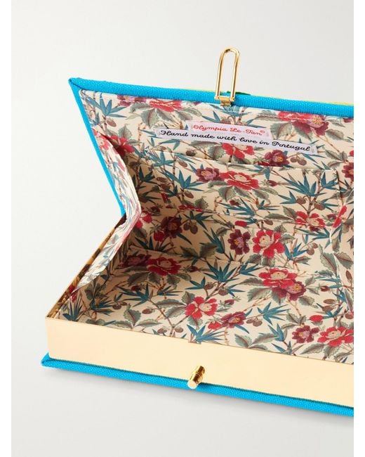 Olympia Le-Tan Blue Lettres De Capri Embroidered Canvas Clutch
