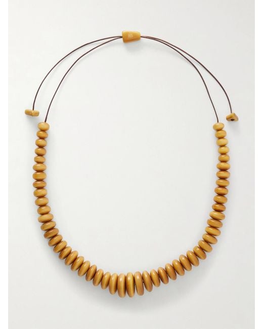 Hunting Season Natural The Loop Beaded Tagua And Leather Necklace