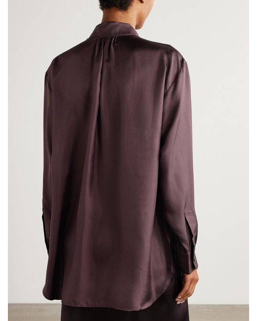 DIOTIMA Purple Epaulette Crochet-Trimmed Fringed Silk-Twill Shirt