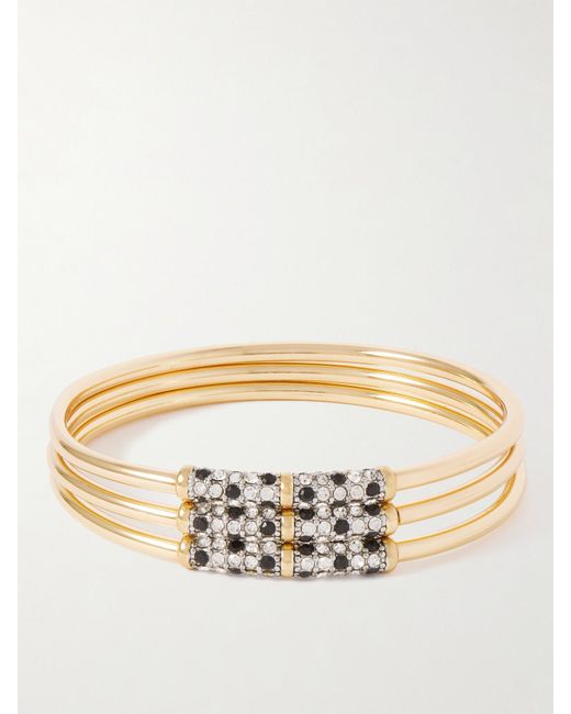 Maison Mayle Metallic T.E.R. Set Of Three 18-Karat-Plated Crystal Bracelets