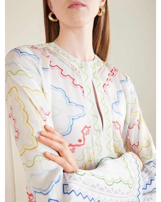 Mary Katrantzou White Collins Printed Woven Cover-Up