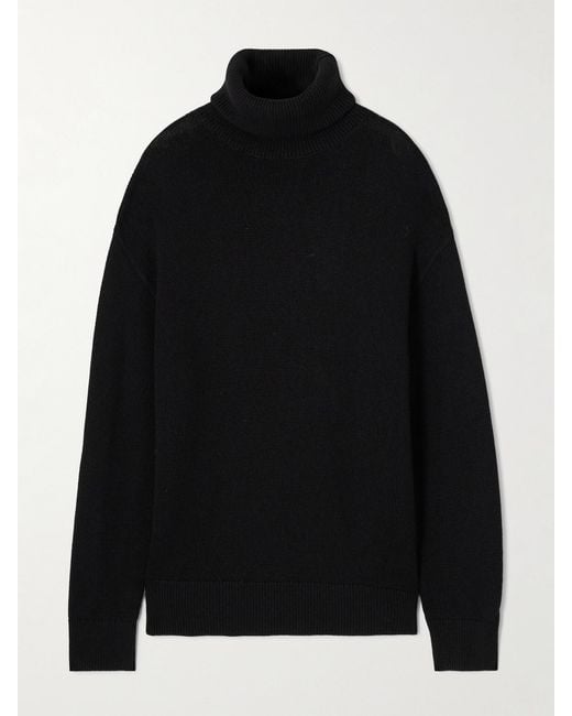 Totême Black Oversized Ribbed Organic Cotton And Cashmere-Blend Turtleneck Sweater
