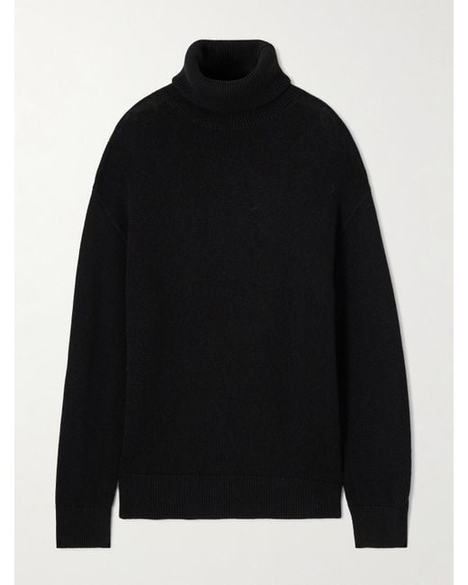 Pull Oversize À Col Roulé En Coton Biologique Et Cachemire Mélangés Côtelés Totême en coloris Black