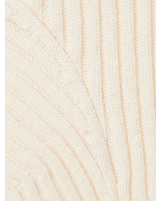 Jean Paul Gaultier Natural Paneled Ribbed Wool And Mesh Mini Dress