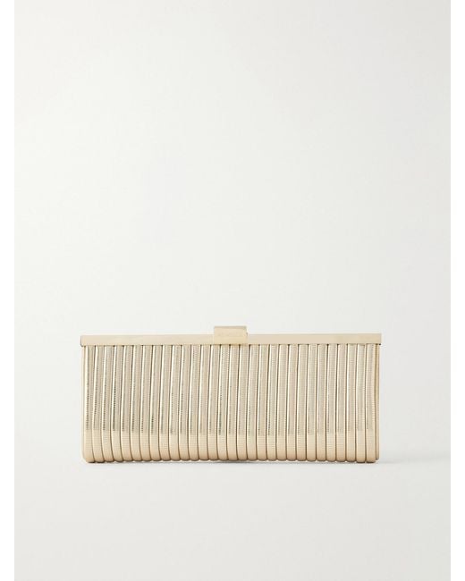 Aquazzura Natural Heatwave Metallic Leather Clutch Bag