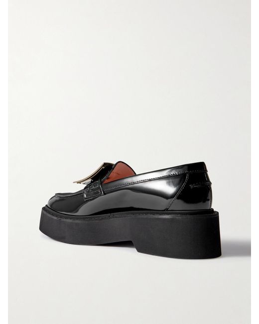 Roger Vivier Black Viv Rangers Patent-Leather Loafers