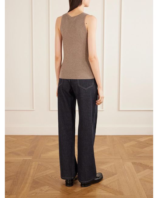 Brunello Cucinelli Natural Ribbed-Knit Tank