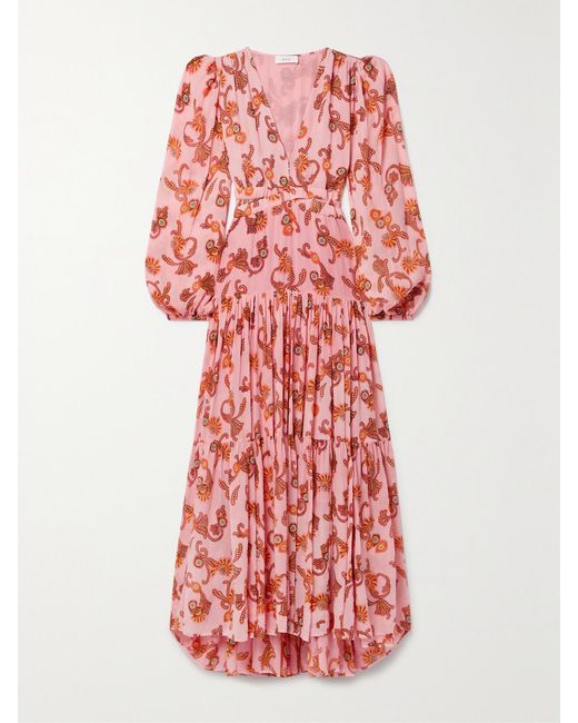 A.L.C. Annie Tiered Printed Silk-Crepon Maxi Dress
