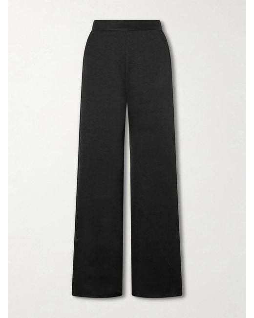 ‎Dima Ayad Black Wide-Leg Satin Pants