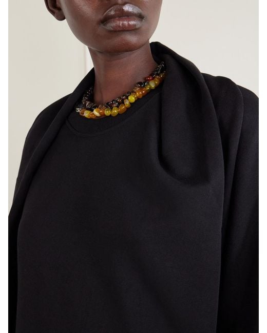 Dries Van Noten Black Draped Cotton-Jersey Sweatshirt