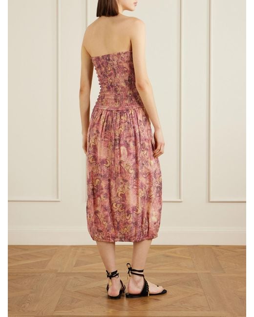 Isabel Marant Pink Cleane Silk-Chiffon Midi Dress