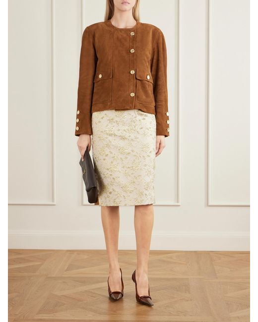 Saint Laurent Brown Paneled Suede Jacket