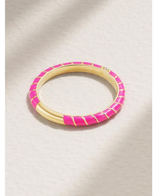 Yvonne Léon Pink Alliance 9-Karat, Enamel And Diamond Ring