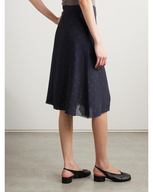 Acne Blue Layered Distressed Polka-Dot Chiffon Skirt