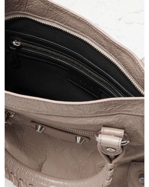 Balenciaga Natural Le City Small Embellished Textured-Leather Tote