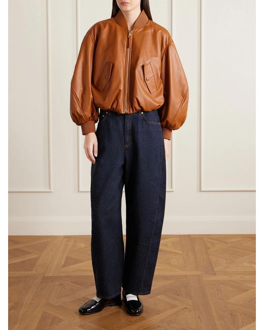 Givenchy Brown Padded Leather Bomber Jacket