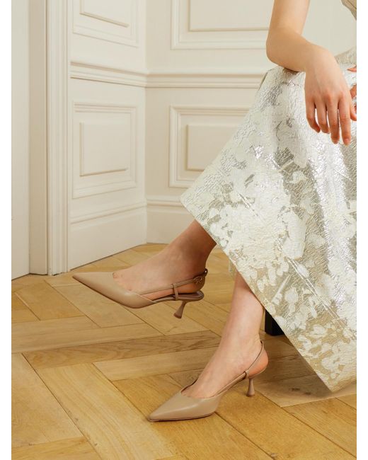 Gianvito Rossi Natural Ascent 55 Leather Slingback Pumps
