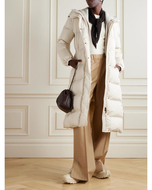 Moncler Natural Chamer Daunenmantel Aus Gestepptem Shell Mit Kapuze