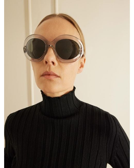 Alaïa Gray Round-Frame Acetate Sunglasses