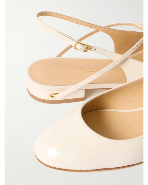 JENNIFER CHAMANDI Natural Mattia 20 Patent-Leather Slingback Flats