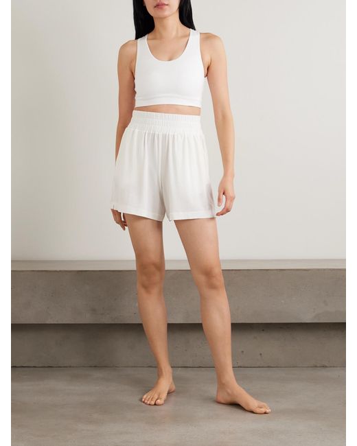Eres White Marie-José Cutout Embroidered Stretch-Jersey Sports Bra