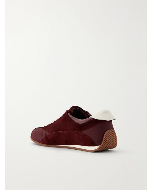 Neous Red Berenices Leather-Trimmed Suede And Canvas Sneakers