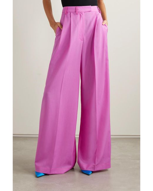 Christopher John Rogers Pink Hose Mit Weitem Bein Aus Wolle Mit Falten