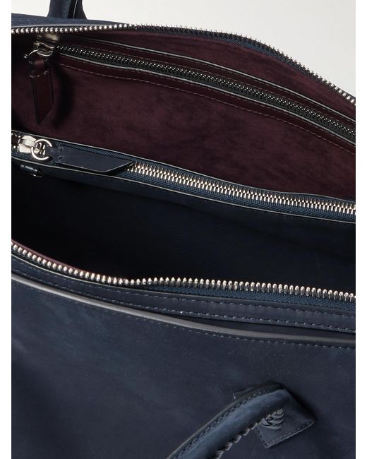 Metier Blue Vérité City Braided Leather-Trimmed Nubuck Tote