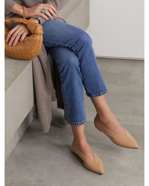 Aeyde Natural Moa Leather Point-Toe Flats