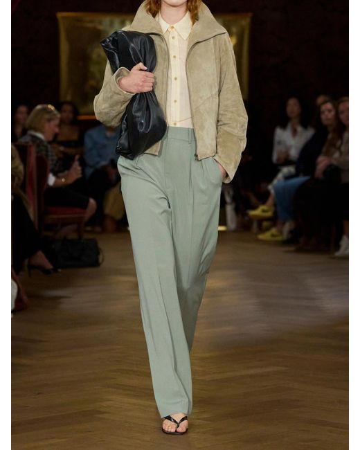 Kallmeyer Green Aiden Pleated Grain De Poudre Straight-Leg Pants