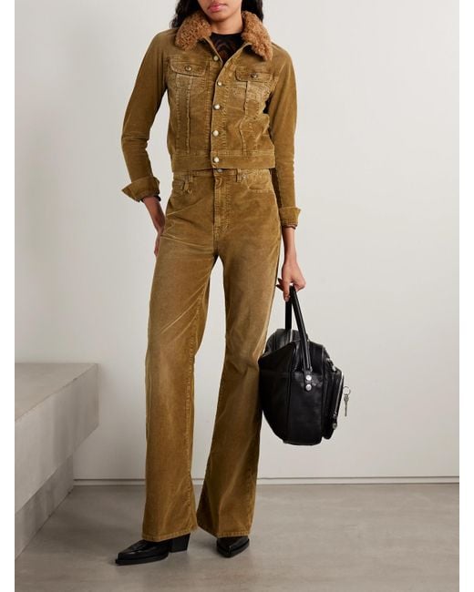 R13 Natural Trucker Jacke Aus Cord Aus Einer Baumwollmischung Mit Fleecebesatz