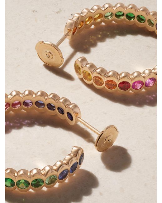 Faberge Natural Colours Of Love Cosmic Curve 18-Karat Rose Multi-Stone Hoop Earrings