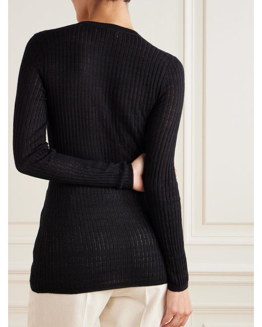 Gabriela Hearst Black Emma Pointelle-Knit Cashmere And Silk-Blend Cardigan