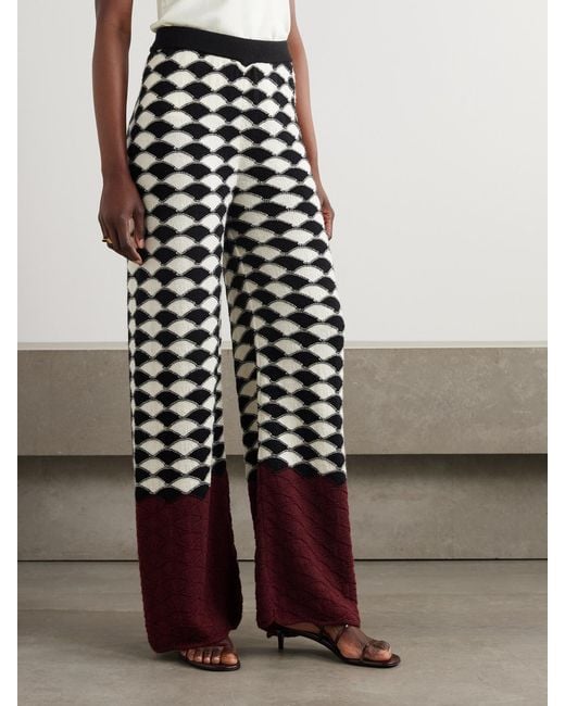 LaDoubleJ Red Wool-Jacquard Wide-Leg Pants