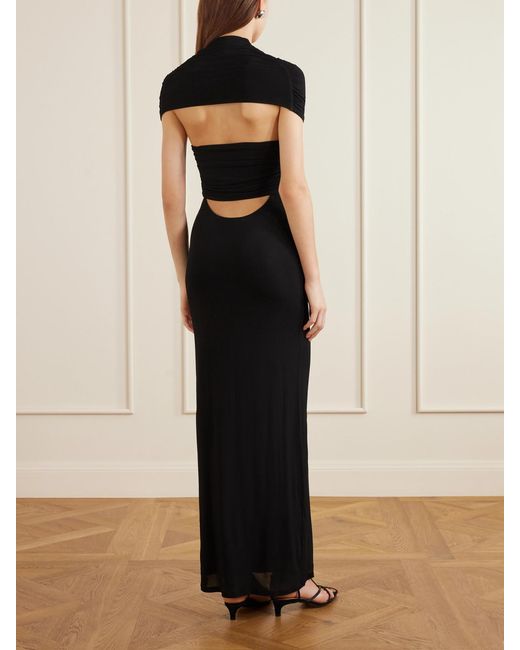 TOVE Black Rama Gathered Jersey Maxi Dress