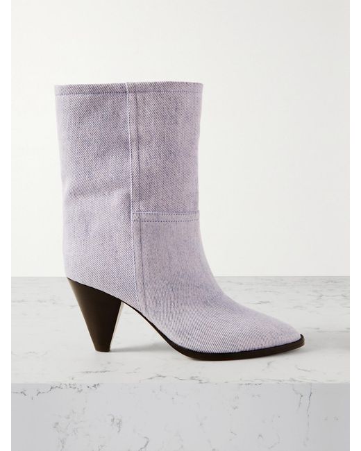 Isabel Marant Purple Rouxa Denim Ankle Boots