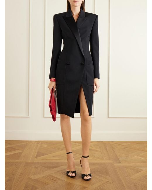 Balmain Blue Wool Grain De Poudre Midi Dress