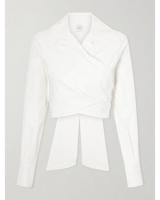 Patou White Cotton-Poplin Knotted Blouse