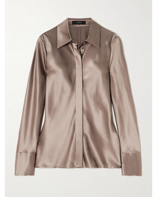 Chemisier En Satin De Soie Brunel Joseph en coloris Brown